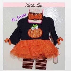 New Baby Girl Halloween Outfit Pumpkin Set 3-6 Months NWT